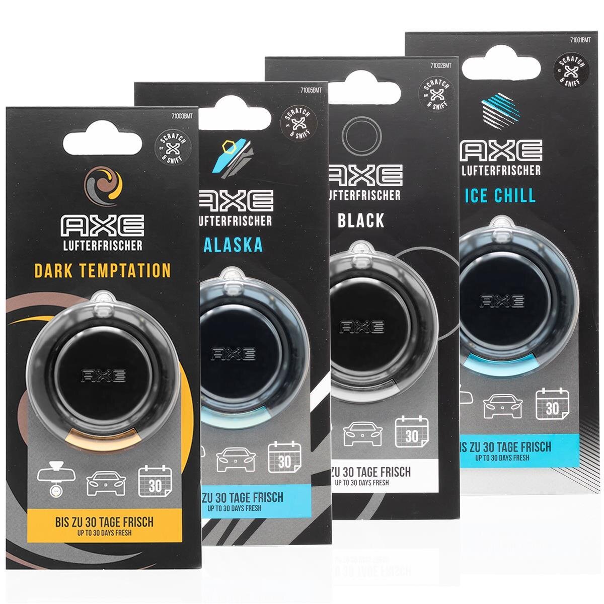 AXE Lufterfrischer - 4er Set - Ice Chill, Black, Dark Temptation, Alaska