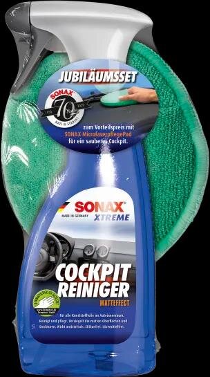 SONAX XTREME - Cockpit Reiniger Matteffect + Mikrofaser Pad - Aktions Set