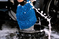 Nuke Guys - Chenille Waschhandschuh blau