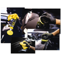 Garage Freaks - Medium Cut - medium hand polishing sponge, Ø 90/50 mm black/yellow