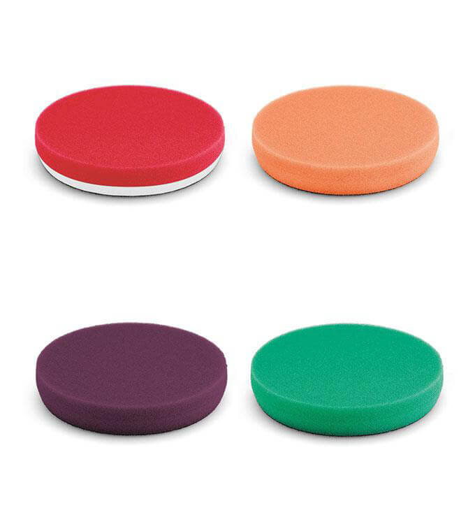 Flex Polierschwämme 200mm grün, violett, orange, rot