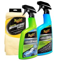 Meguiars Hybrid Ceramic Spray Wax + Hybrid Ceramic Detailer + Supreme Shine Microfibre 3er Pack Set