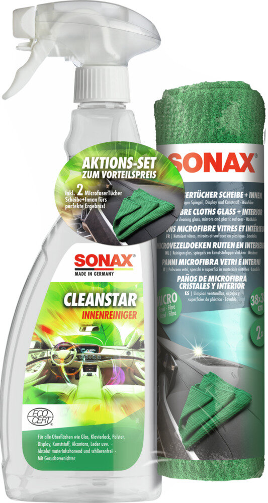 Sonax - CleanStar mit MicrofaserTüchern Scheibe+Innen - AktionsSet