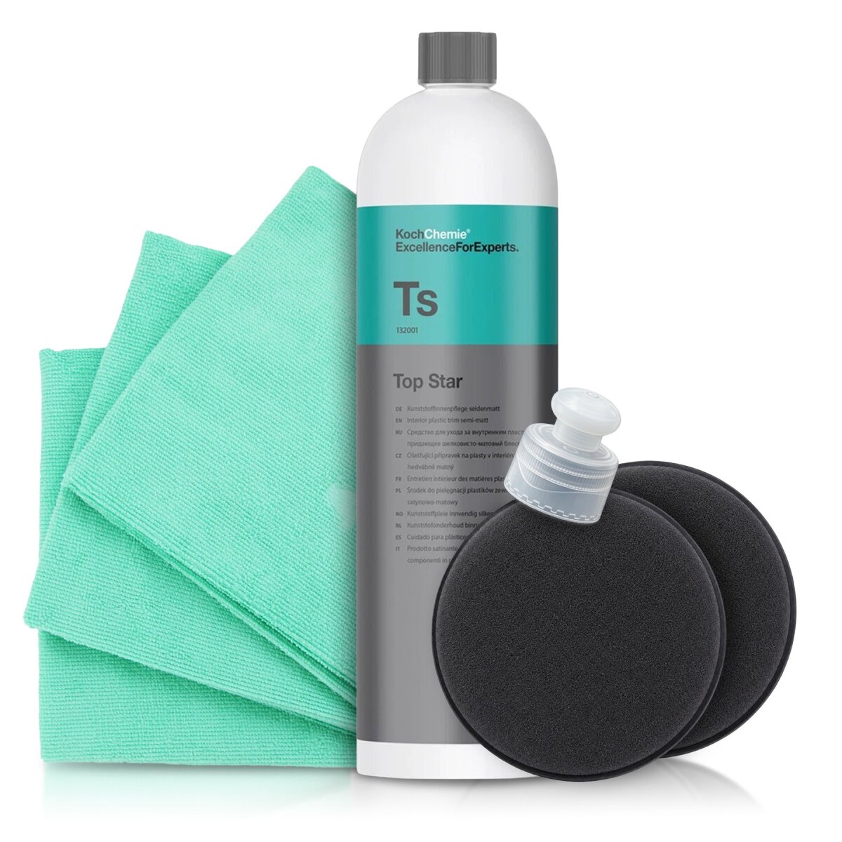 autopflege Kunststoffpflege Koch Chemie Top Star 1L + Applikator + Tuch